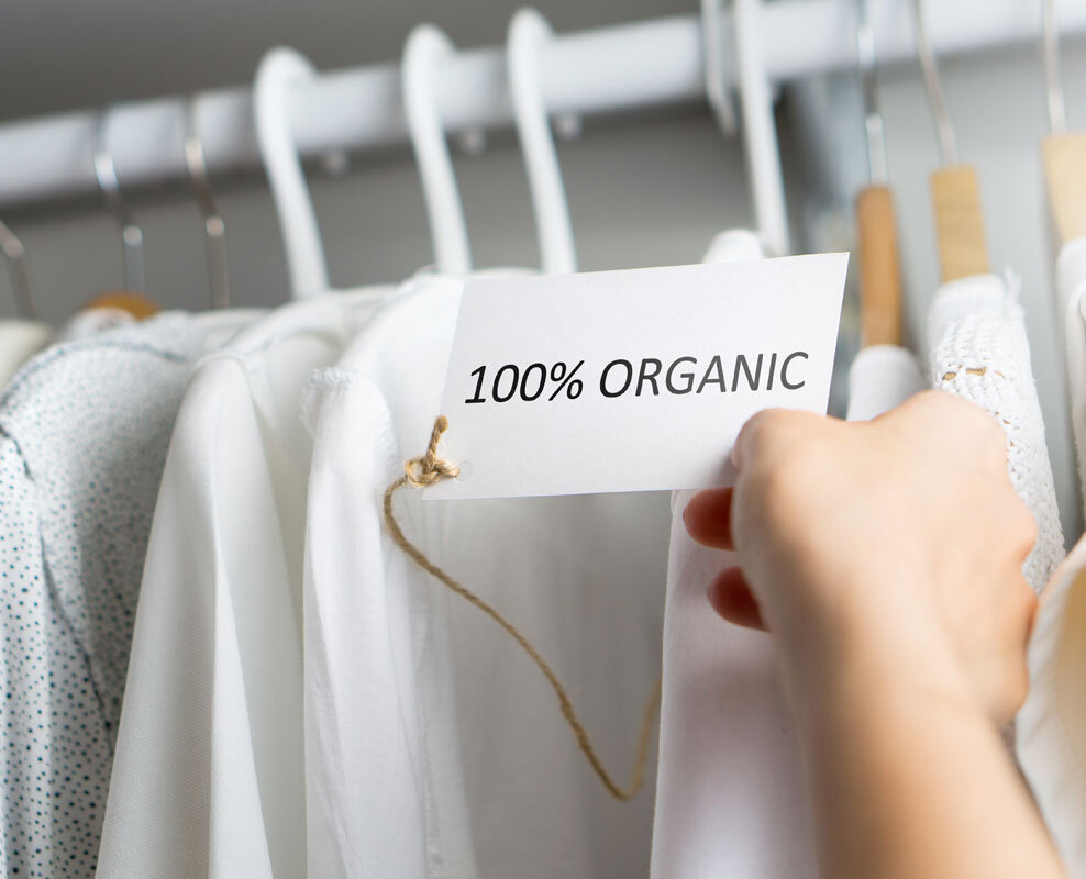 Textillabel mit Aufschrift 100% Organic