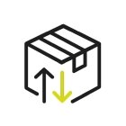 Icon von einem Paket mit Pfeilen