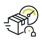 Icon von einem Paket mit Tachometer