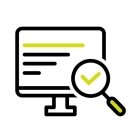 Icon von einem Monitor mit Lupe