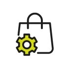Icon von einer Handtasche mit einem Zahnrad