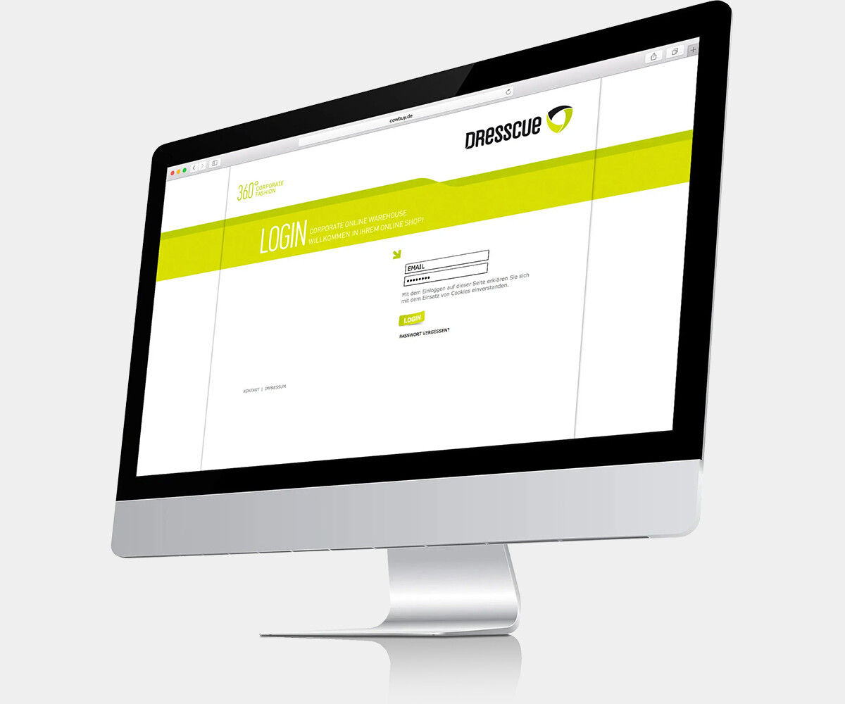 Ein Monitor mit geöffnetem Corporate Online Warehouse Login